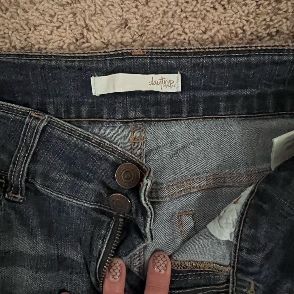 Daytrip Women's Dark Blue Distressed Skinny Jeans - Picture 3 of 12